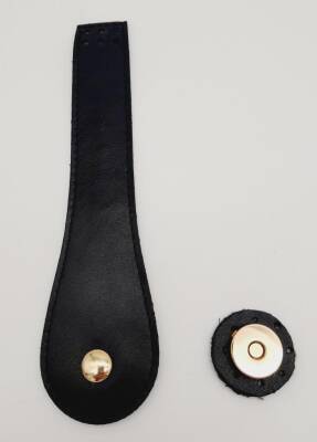 Angel Çanta Aksesuar Suni Deri Armut İstiridye Model Kapak Siyah Light Gold Metalli - 1