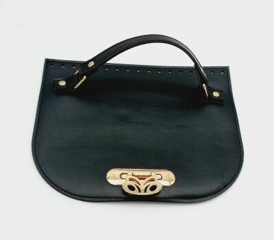 Angel Çanta Aksesuar Suni Deri Siyah Renk 24X19 Cm Kapak Light Gold Metalli - 1