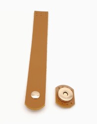 Angel Çanta Aksesuar Taba 18x2.3 cm Luna Gerçek Deri Düz Çanta Kapağı Light Gold Metalli - 3