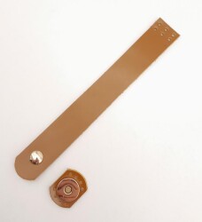 Angel Çanta Aksesuar Taba 18x2.3 cm Luna Gerçek Deri Düz Çanta Kapağı Light Gold Metalli - Angel Çanta Aksesuar