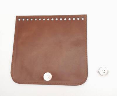 Angel Çanta Aksesuar Taba Renk Suni Deri 16.5X16 Cm Çanta Kapağı Gümüş Metalli - 4