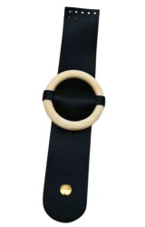 Angel Çanta Aksesuar Tek Kat Suni Deri Ahşap Tokalı Siyah Kapak - Angel Çanta Aksesuar