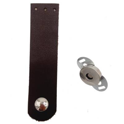 Angel Çanta Aksesuar Tek Kat Suni Deri Kahverengi Gümüş Metalli Kapak - 1