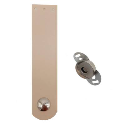 Angel Çanta Aksesuar Tek Kat Suni Deri Krem Gümüş Metalli Kapak - 1