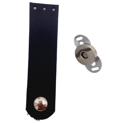 Angel Çanta Aksesuar Tek Kat Suni Deri Lacivert Gümüş Metalli Kapak - 1