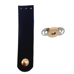 Angel Çanta Aksesuar Tek Kat Suni Deri Lacivert Light Gold Metalli Kapak - Angel Çanta Aksesuar