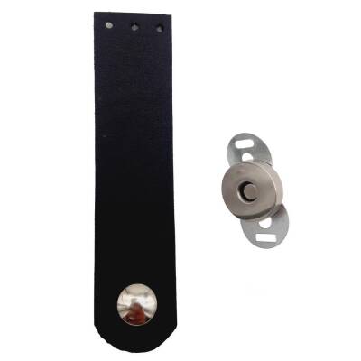 Angel Çanta Aksesuar Tek Kat Suni Deri Siyah Gümüş Metalli Kapak - 1