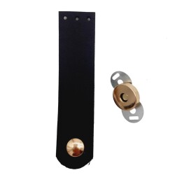 Angel Çanta Aksesuar Tek Kat Suni Deri Siyah Light Gold Metalli Kapak - Angel Çanta Aksesuar