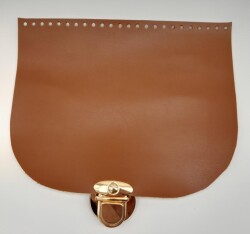 Angel Çanta Aksesuar Tek Kat Suni Deri Taba 24x19 Cm Sarkaç Kilitli Kapak No:1 Light Gold Metalli - Angel Çanta Aksesuar