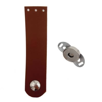 Angel Çanta Aksesuar Tek Kat Suni Deri Taba Gümüş Metalli Kapak - 1