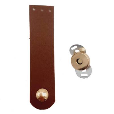 Angel Çanta Aksesuar Tek Kat Suni Deri Taba Light Gold Metalli Kapak - 1