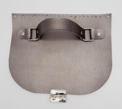 Angel Çanta Aksesuar Tek Kat Suni Deri Tutma Saplı Parlak Gri 24x19 Cm Kapak Gümüş Metalli - Angel Çanta Aksesuar