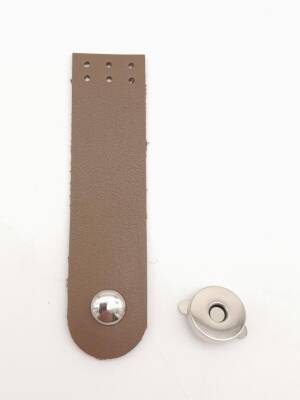 Angel Çanta Aksesuar Vizon Renk Tek Kat Suni Deri Kapak 10.5x2.5 cm Gümüş Metal - 1