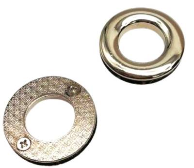 Angel Çanta Aksesuar Gümüş Renk Yuvarlak Vidalı Kuş Gözü 2 Adet (İç ölçüsü 1.8 cm, Dış Ölçüsü 3.2 cm ) - 1