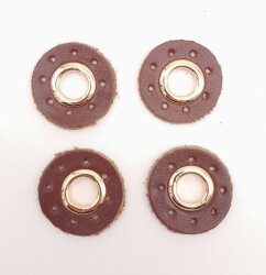 Angel Çanta Aksesuar Kızıl Kahve Gerçek Derili 4 lü Kuşgözü Light Gold - Angel Çanta Aksesuar