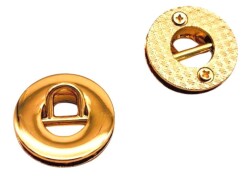 Angel Çanta Aksesuar Light Gold Renk Yuvarlak Vidalı Kuş Gözü 2 Adet (Mini D Halkalı) (İç ölçüsü 1 cm, Dış Ölçüsü 2.5 cm ) - Angel Çanta Aksesuar