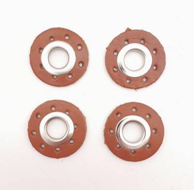 Angel Çanta Aksesuar Taba Gerçek Derili 4 lü Kuşgözü Gümüş - 1