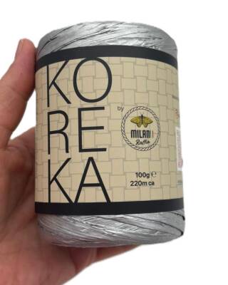 Angel Çanta Aksesuar Koreka Rafya Metalik Gri Renk - 1