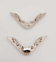 Angel Çanta Aksesuar 2Li Gümüş Renk Köşe Aparatı Süslü Model - Angel Çanta Aksesuar