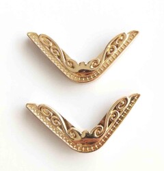 Angel Çanta Aksesuar 2Li Light Gold Köşe Aparatı Süslü Model - Angel Çanta Aksesuar