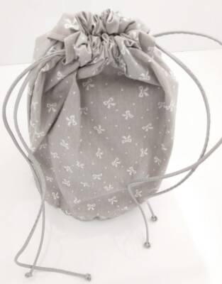 Angel Çanta Aksesuar Hazır Kova Çanta Astarı Gri Üzeri Kurdele Desen - 1