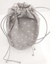 Angel Çanta Aksesuar Hazır Kova Çanta Astarı Gri Üzeri Kurdele Desen - Angel Çanta Aksesuar