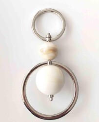 Angel Çanta Aksesuar Akrilik Gümüş-Bej Kulpluk - Angel Çanta Aksesuar