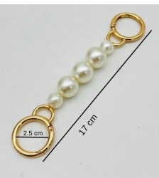 Angel Çanta Aksesuar İncili Light Gold Renk Halkalı Kulpluk 1 Adet 17 cm - 2