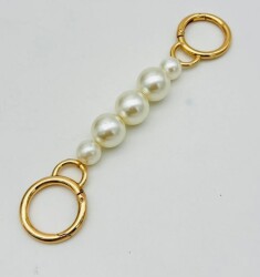 Angel Çanta Aksesuar İncili Light Gold Renk Halkalı Kulpluk 1 Adet 17 cm - Angel Çanta Aksesuar