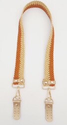 Angel Çanta Aksesuar Gold Taba Renk Böceli Deri Hasır Örgü Çanta Sapı Light Gold Metalli - 4