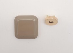 Angel Çanta Aksesuar 3.5 cm Kare Akrilikli Koyu Bej Renk Light Gold Mıknatıslı Kilit - Angel Çanta Aksesuar