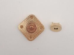 Angel Çanta Aksesuar 3.5 cm Kare Akrilikli Koyu Bej Renk Light Gold Mıknatıslı Kilit - 3