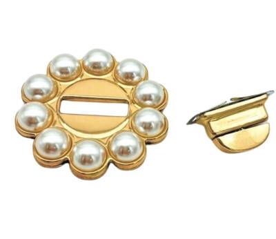 Angel Çanta Aksesuar 6 cm İncili Yuvarlak Light Gold Kilit - 2