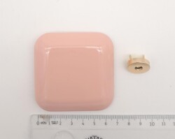 Angel Çanta Aksesuar 7 cm Kare Akrilikli Pudra Renk Light Gold Mıknatıslı Kilit - 2
