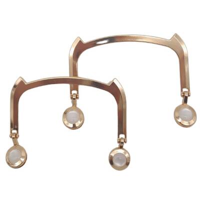 Angel Çanta Aksesuar 11x9 cm Light Gold Renk İncili Metal Çanta Tutma Sapı - 1