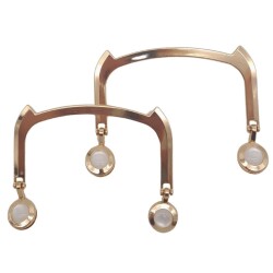 Angel Çanta Aksesuar 11x9 cm Light Gold Renk İncili Metal Çanta Tutma Sapı - Angel Çanta Aksesuar