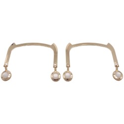 Angel Çanta Aksesuar 11x9 cm Light Gold Renk İncili Metal Çanta Tutma Sapı - 3