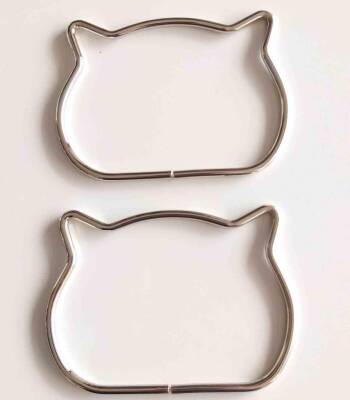 Angel Çanta Aksesuar 12X8.5 Cm Gümüş Renk Kedili Metal Çanta Sapı - 1