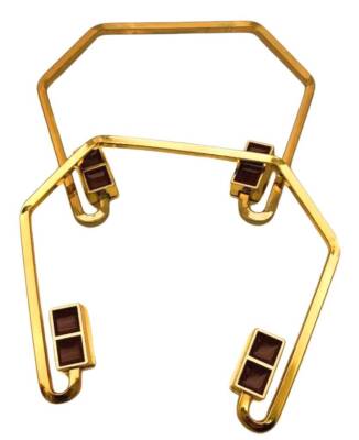 Angel Çanta Aksesuar 15x14 cm Light Gold Renk Vidalı Metal Çanta Sapı Taba Renk Detaylı - 3