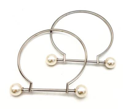 Angel Çanta Aksesuar 9 cm İncili Gümüş Renk İncili Metal Çanta Sapı - 1