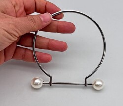 Angel Çanta Aksesuar 9 cm İncili Gümüş Renk İncili Metal Çanta Sapı - 2