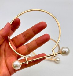 Angel Çanta Aksesuar 9 cm İncili Light Gold Renk İncili Metal Çanta Sapı - 2