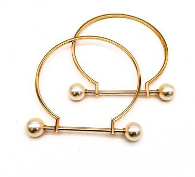 Angel Çanta Aksesuar 9 cm İncili Light Gold Renk İncili Metal Çanta Sapı - 1