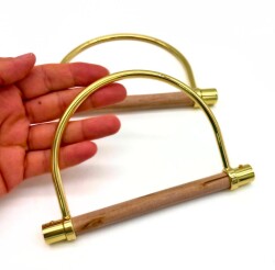 Angel Çanta Aksesuar Ahşaplı D Model Gold Renk Metal Çanta Sapı - 2