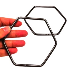 Angel Çanta Aksesuar Füme Renk Altıgen Model Çift Metal Çanta Sapı - Angel Çanta Aksesuar