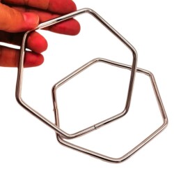 Angel Çanta Aksesuar Gümüş Renk Altıgen Model Çift Metal Çanta Sapı - 2