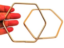 Angel Çanta Aksesuar Light Gold Renk Altıgen Model Çift Metal Çanta Sapı - Angel Çanta Aksesuar