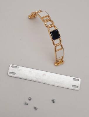 Angel Çanta Aksesuar Siyah Beyaz Kare Desenli Light Gold Çanta Tutma Sapı - 4