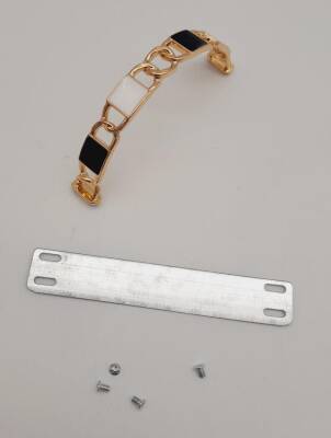 Angel Çanta Aksesuar Siyah Beyaz Kare Desenli Light Gold Çanta Tutma Sapı - 5