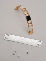 Angel Çanta Aksesuar Siyah Beyaz Kare Desenli Light Gold Çanta Tutma Sapı - 4